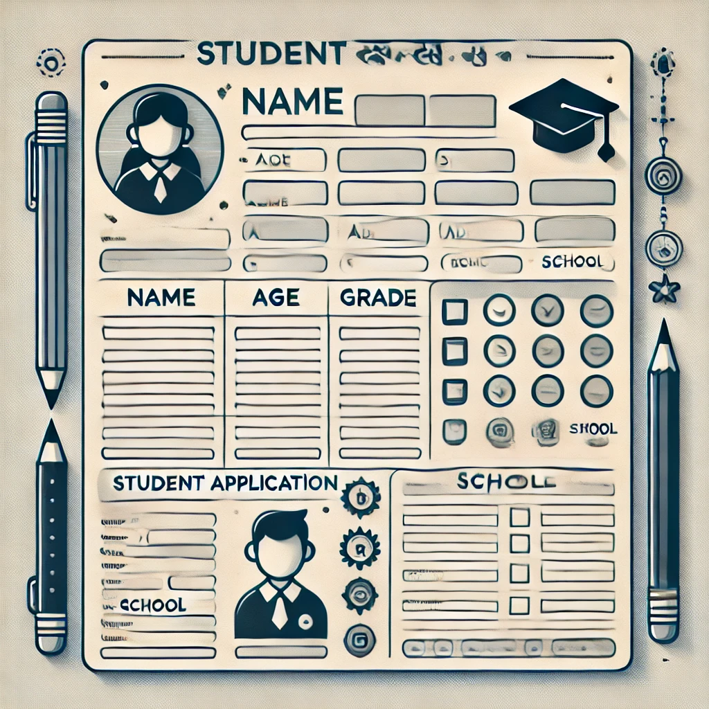 विद्यार्थियों के आवेदन पत्र student application form