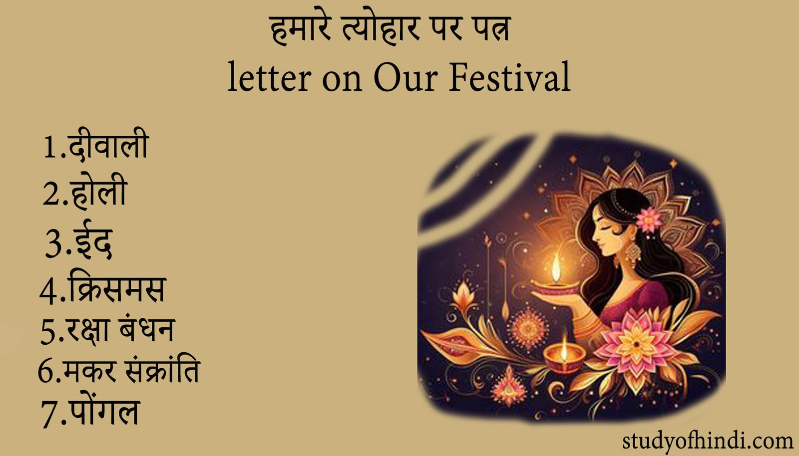 हमारे त्योहार पर पत्र letter on Our Festival