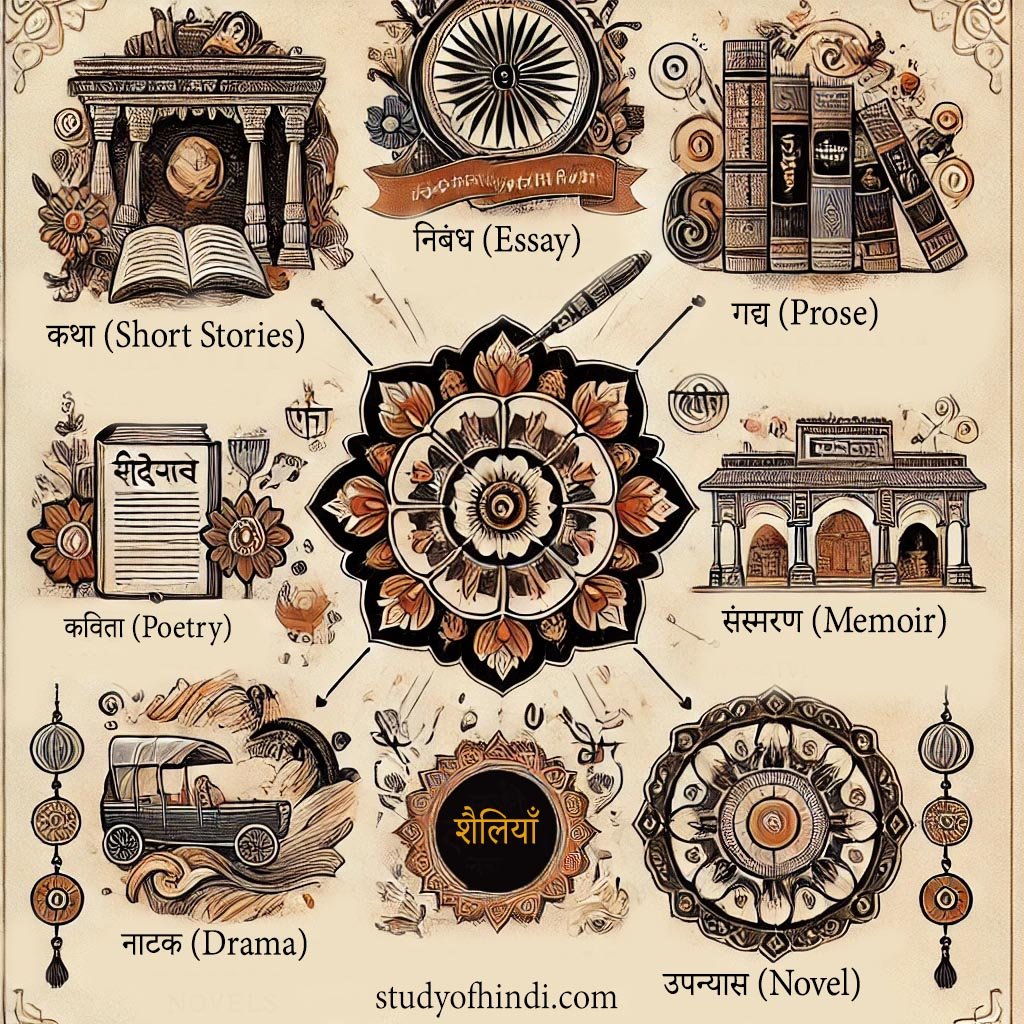 हिंदी साहित्य की प्रमुख शैलियाँ और विशेषताएँ styles and characteristics of Hindi literature