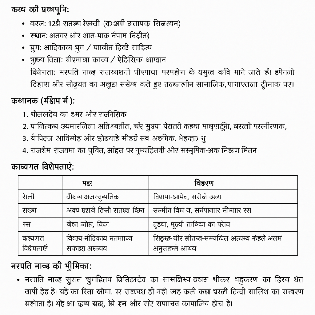 बीसलदेव रासो – विस्तृत विवरण Bisaldev Raso – Detailed description